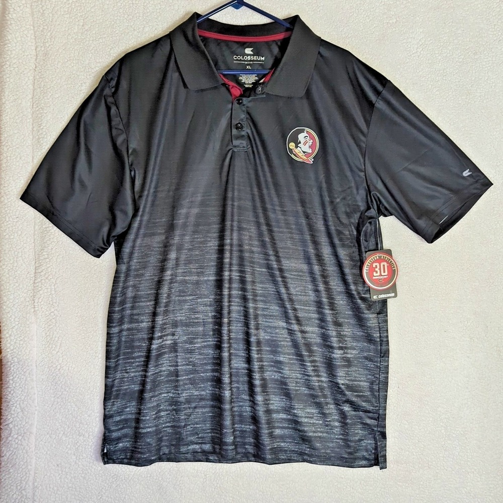Colosseum Mens XL Florida State Seminoles Brand New Polo ombre black to gray